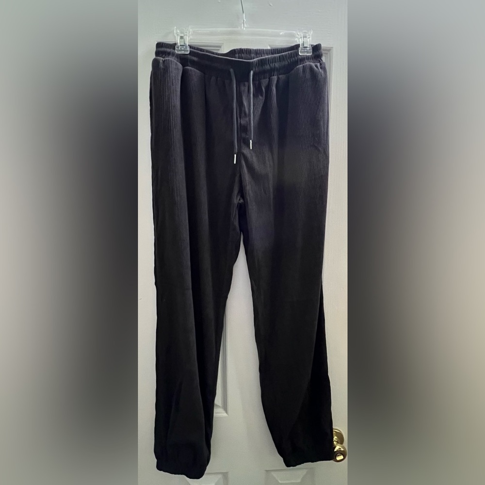 NWOT Charcoal Faux Corduroy Crewneck Pullover Sweater & Joggers Matching Set - Picture 5 of 7